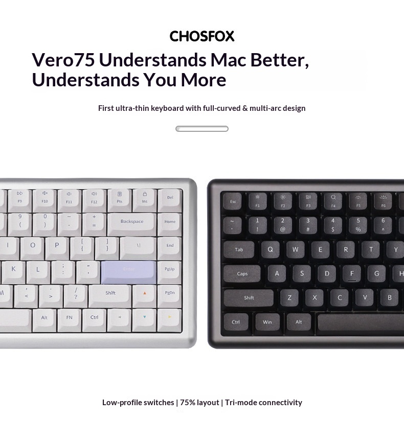 Android Tablet Gaming Accessories - Teclado Mecânico Vero75 de Perfil Baixo