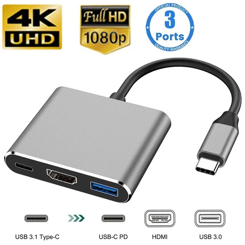 Usb c hub 3 em 1 tipo c 3.0 pa - Hdmi Adapter Tablet avaliação e preço
