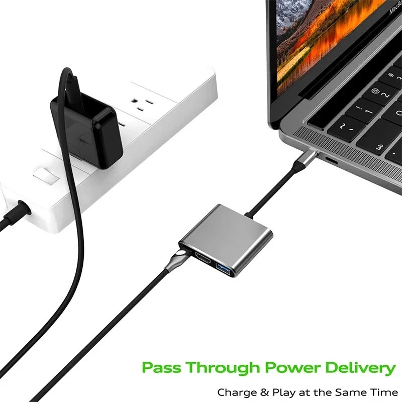 Usb c hub 3 em 1 tipo c 3.0 pa - Hdmi Adapter Tablet avaliação e preço