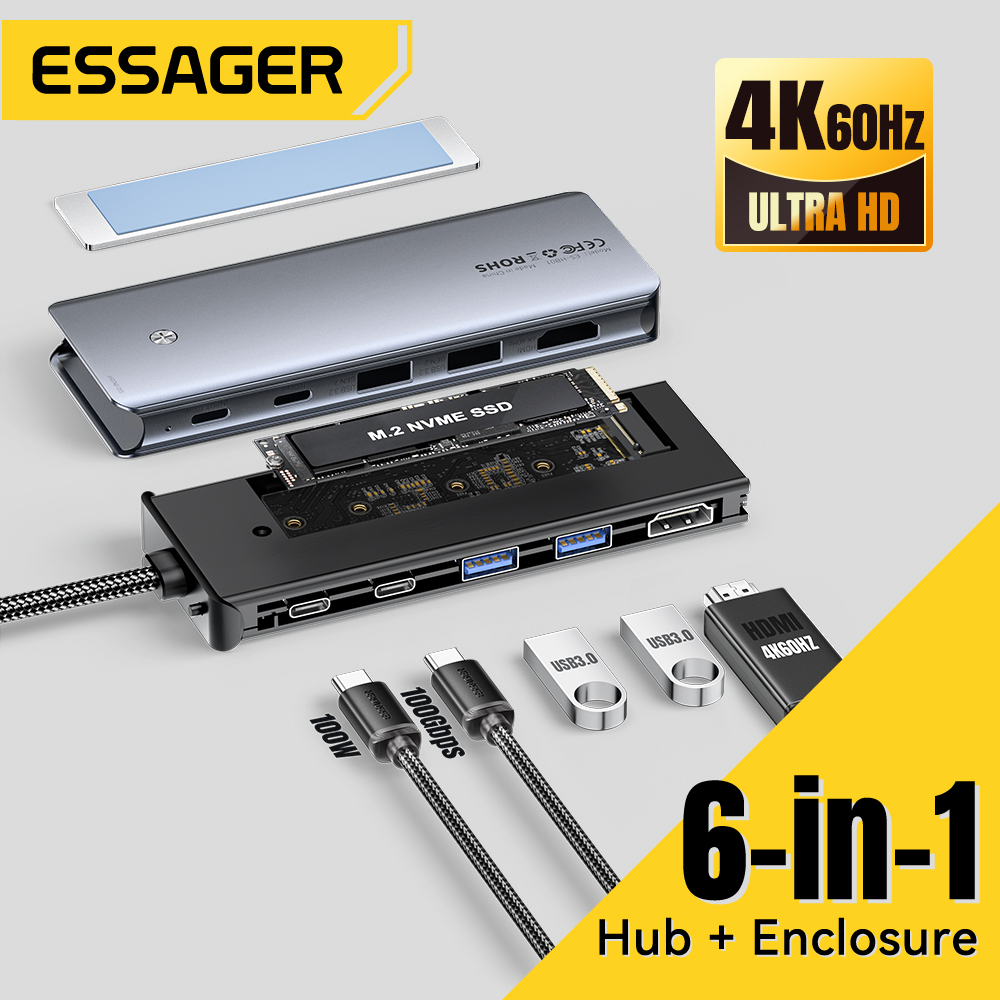 Essager USB C Hub com gabinete - Hdmi Adapter Tablet avaliação e preço